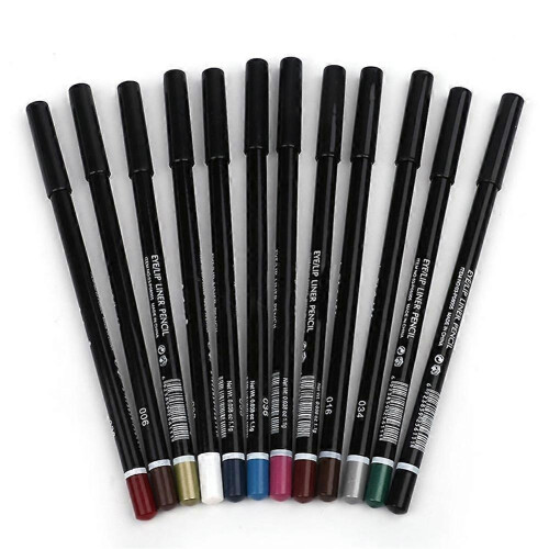 12pcs Waterproof Eyeliner Pencil Set - Multi Color Eye Liner Makeup Kit