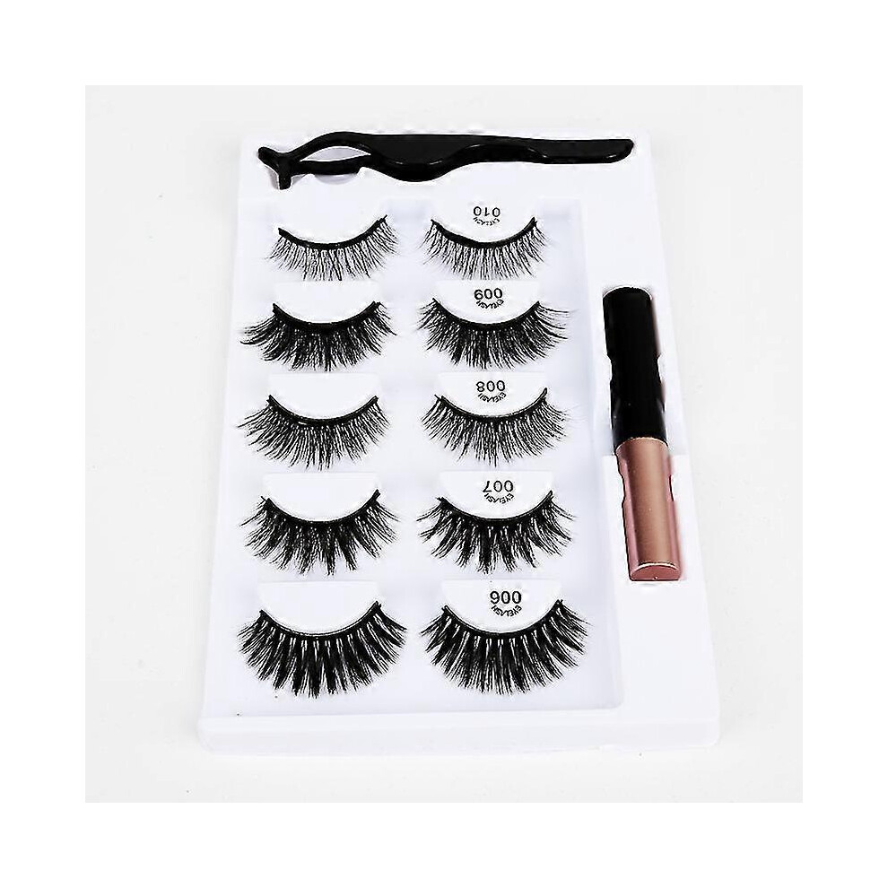 5 Pairs Waterproof Magnetic Eyeliner & Lashes Set with Tweezer