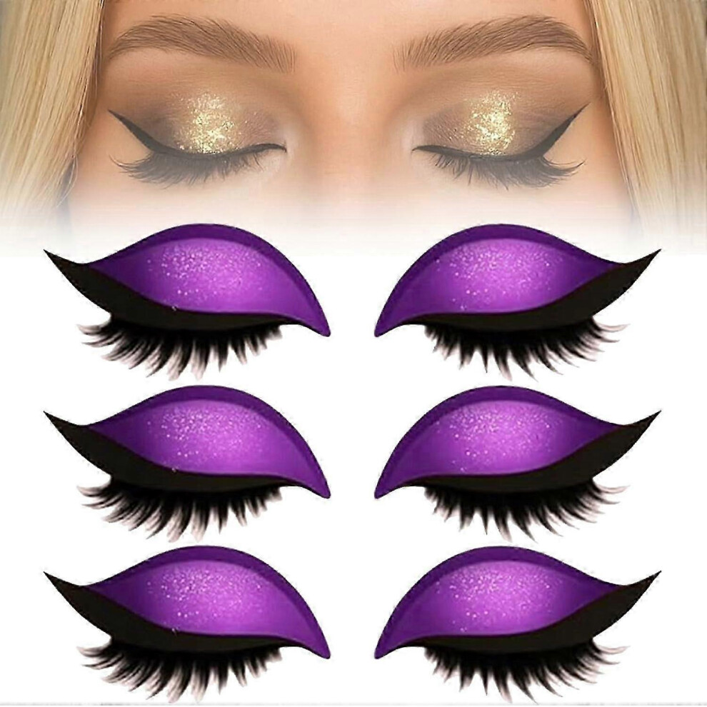 Purple Adjustable Quick Eye Makeup Combo Reusable False Eyelashes for Beginners