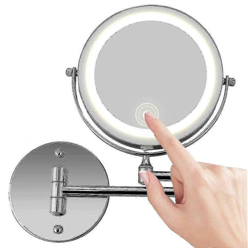 2025 Wall Mount Makeup Mirror, 10x Magnifying Two-Side LED Vanity Mirror, Rotatable, Rechargeable, Extendable Arm