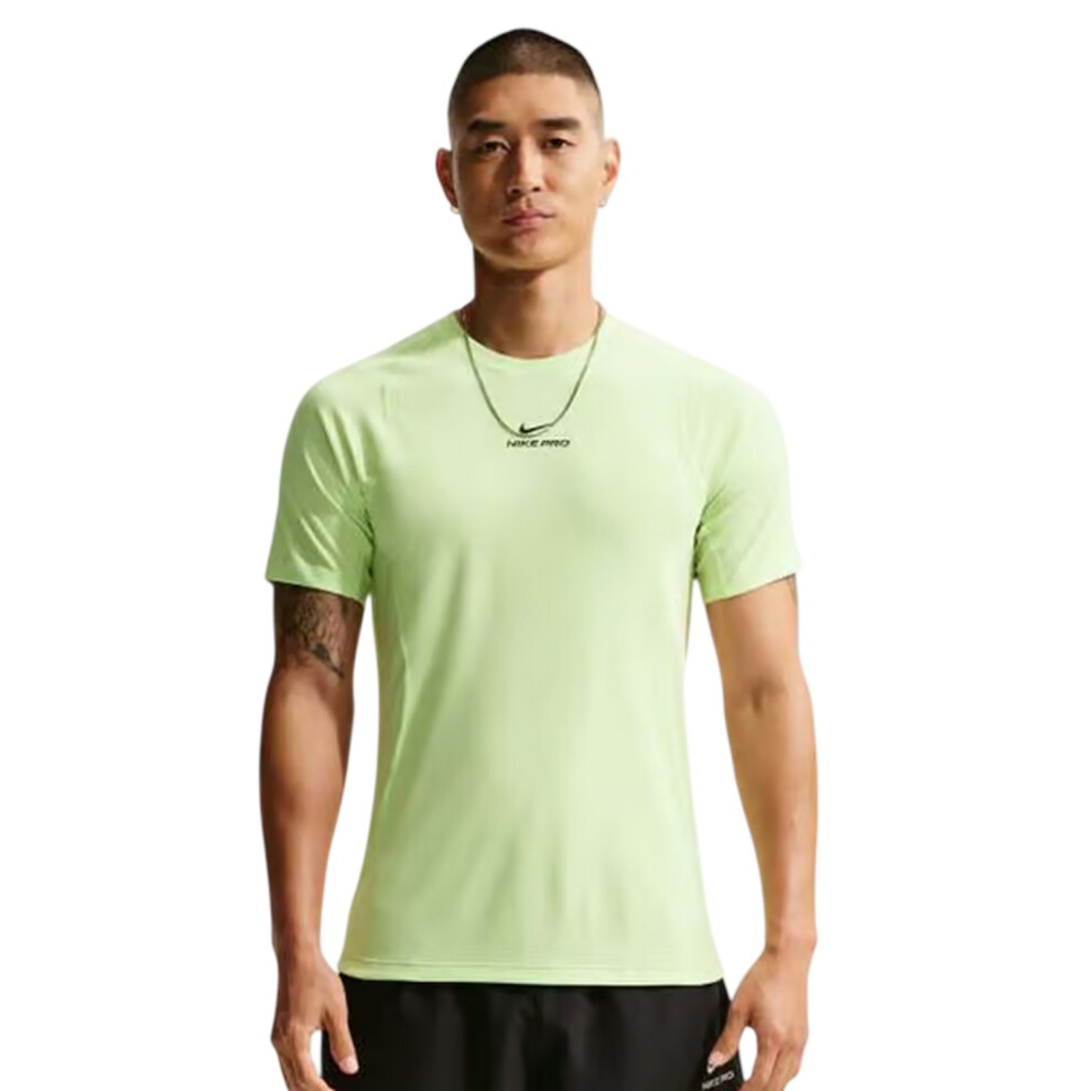 Nike (M, Lime) Mens Pro Dri-Fit Fitted Top Multicoloured