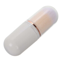 White Mini Makeup Brush Set 7x3x3cm with Cover for Blush & Highlighter, Travel Touch Ups