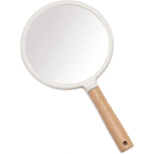 Handheld Round Makeup Mirror with Handle for Men & Women
