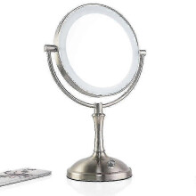 8-Inch 2-Sided LED Desktop Cosmetic Mirror, Adjustable Brightness