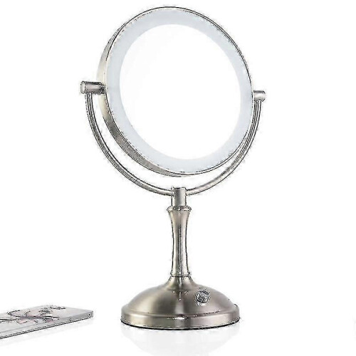 8-Inch 2-Sided LED Desktop Cosmetic Mirror, Adjustable Brightness