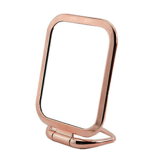 Double Sided Square Magnifying Makeup Mirror, Rose Gold Tabletop Mirror