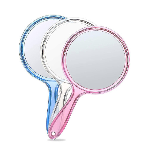 Hand Mirror, Double-Sided 1x/3x Magnifying Handheld Mirror with Handle, Set of 3 (Assorted Colors)