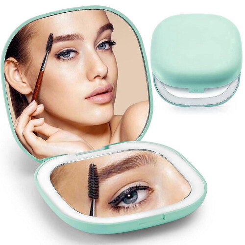 Magnifying Mirror with Light, 1X/5X Portable LED Travel Makeup Mirror, Compact Hand Held