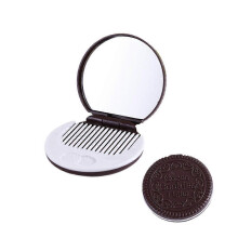 Chocolate Cookies Shape Compact Makeup Mirror for Women, 6.5x6.5x2cm, Everyday Use