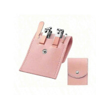 Set manicure premium in acciaio inossidabile rosa, composto da 4 pezzi, con forbici di precisione e lima per unghie portatile.