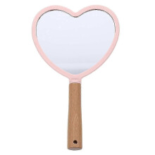 Hand Held Heart Shape Pink Glass Mirror