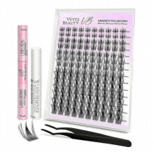 Veyesbeauty Manga Lash Clusters 140pcs 8-18mm Black, Dramatic Volume, Invisible Band, Long-Lasting & Reusable