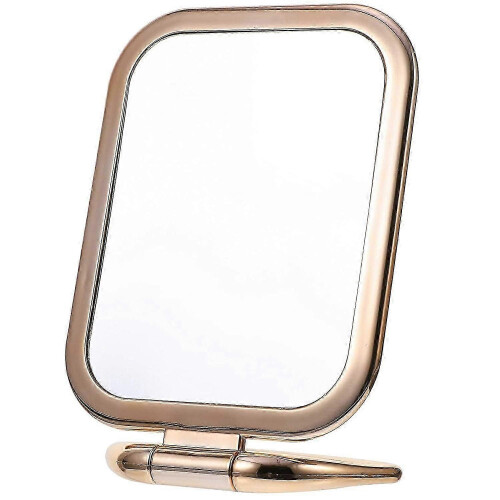Double Sided Square Magnifying Makeup Mirror, Champagne Tabletop