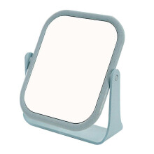 Blue 19x15cm Square Double-Sided Rotatable Portable Desktop Makeup Mirrors, 2Pcs