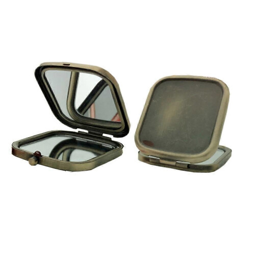 Dark Brown 7x6cm Double Sided Foldable Makeup Mirror – Compact HD Travel Essential