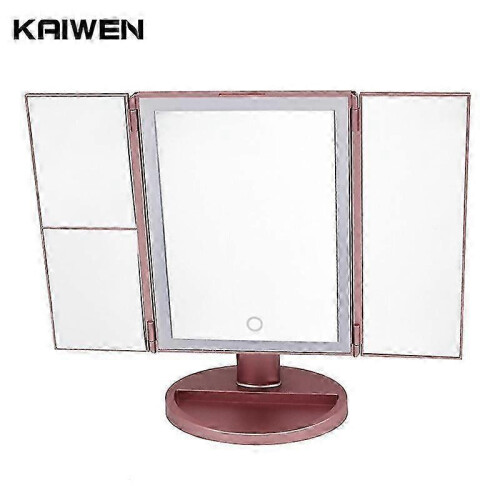 Lighted Vanity Mirror 1x/2x/3x Magnification Trifold