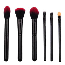 Black 18x3.5x3.5cm Soft Makeup Brush Set 6Pcs Lightweight Plastic