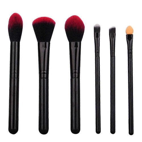 Black 18x3.5x3.5cm Soft Makeup Brush Set 6Pcs Lightweight Plastic