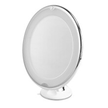Specchio rotondo per trucco a LED con ingrandimento 7X e ventosa, colore bianco