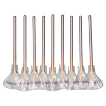9pcs Soft Facial Fan Makeup Brush Set, Aluminium Tube, 3 Colors, Champagne, Face Applicator for Family