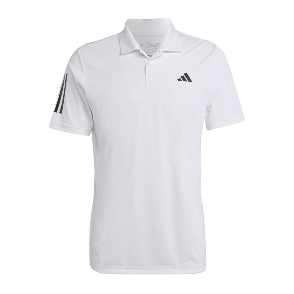 Adidas (M, White/Black) Mens Club 3 Stripes Polo Shirt Black