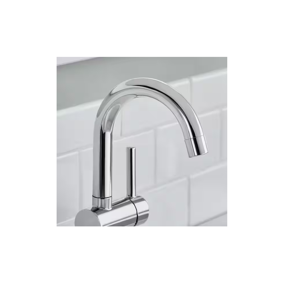 Glacier Bay Dorind Single Hole Single-Handle Deck Mount High-Arc Bathroom Faucet In Brushed Nickel 7437629059042