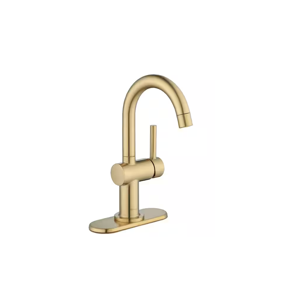Glacier Bay Dorind Single-Handle Single Hole High-Arc Bathroom Faucet In Brushed Gold 7435753943978