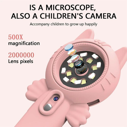 2 in 1  Digital Microscope 500X Handheld Microscope 2 MP Camera with 8 Leds for Kids Plants Insects 1