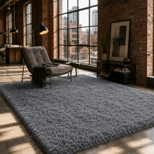 Non Slip Fluffy Grey Rugs Large Area Rug Shaggy Living Room Carpets