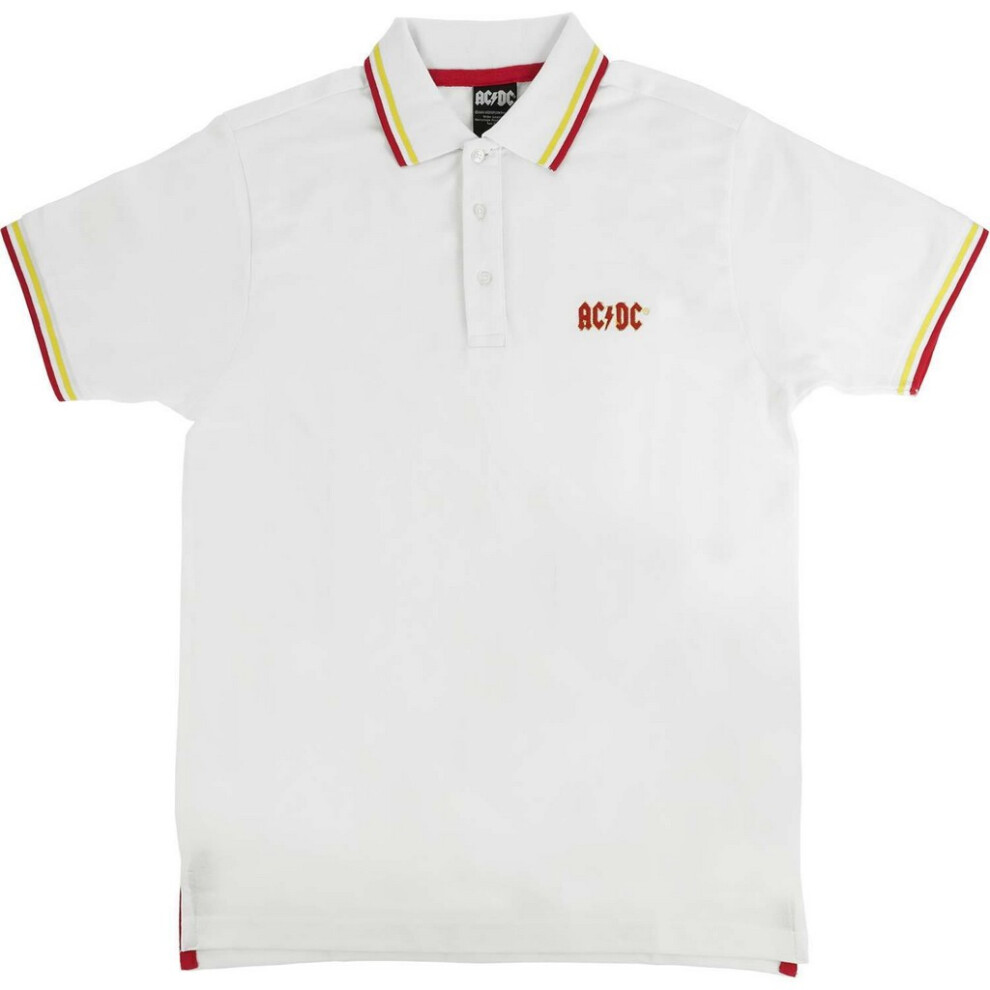 Ac/Dc (M, White) Unisex Adult Classic Logo Polo Shirt