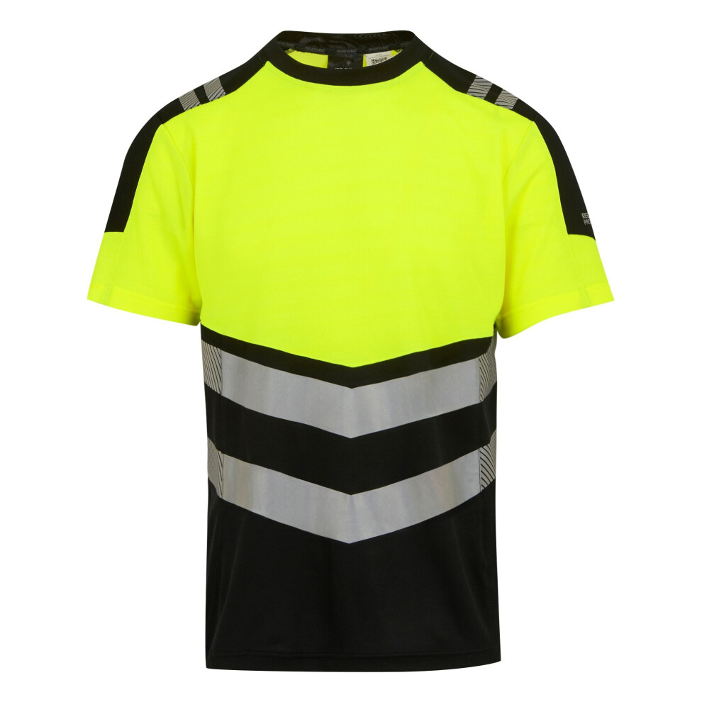 (M, Black/Yellow) Regatta Professional Mens High-Vis T-Shirt 5063703746168