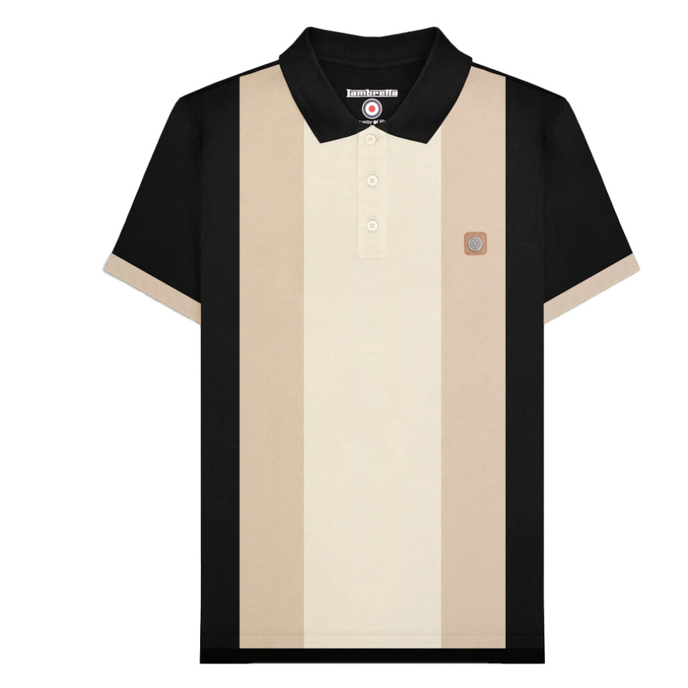 Lambretta (3Xl, ) Mens Vintage Panelled Polo Shirt Black