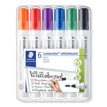 STAEDTLER 351 WP6 Lumocolor Whiteboard Marker Bullet Tip - Assorted Colours (Pac