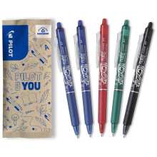 PILOT - FriXion Ball Clicker Erasable Pen - Medium 0.7mm Tip Rollerball - 5 x Assorted Colour Pens