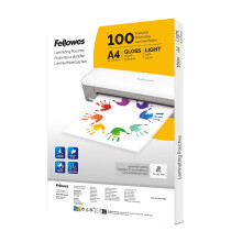 Fellowes A4 Laminating Pouches – 100 Pack Gloss Finish – Laminator Sheets for Ho