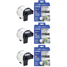 Brother DK-22205 Label Roll, Continuous Length Paper, Black on White, Single Label Roll, 62mm (W) x 30.48M (L), Brother Genuine Supplies (Pack of 3)