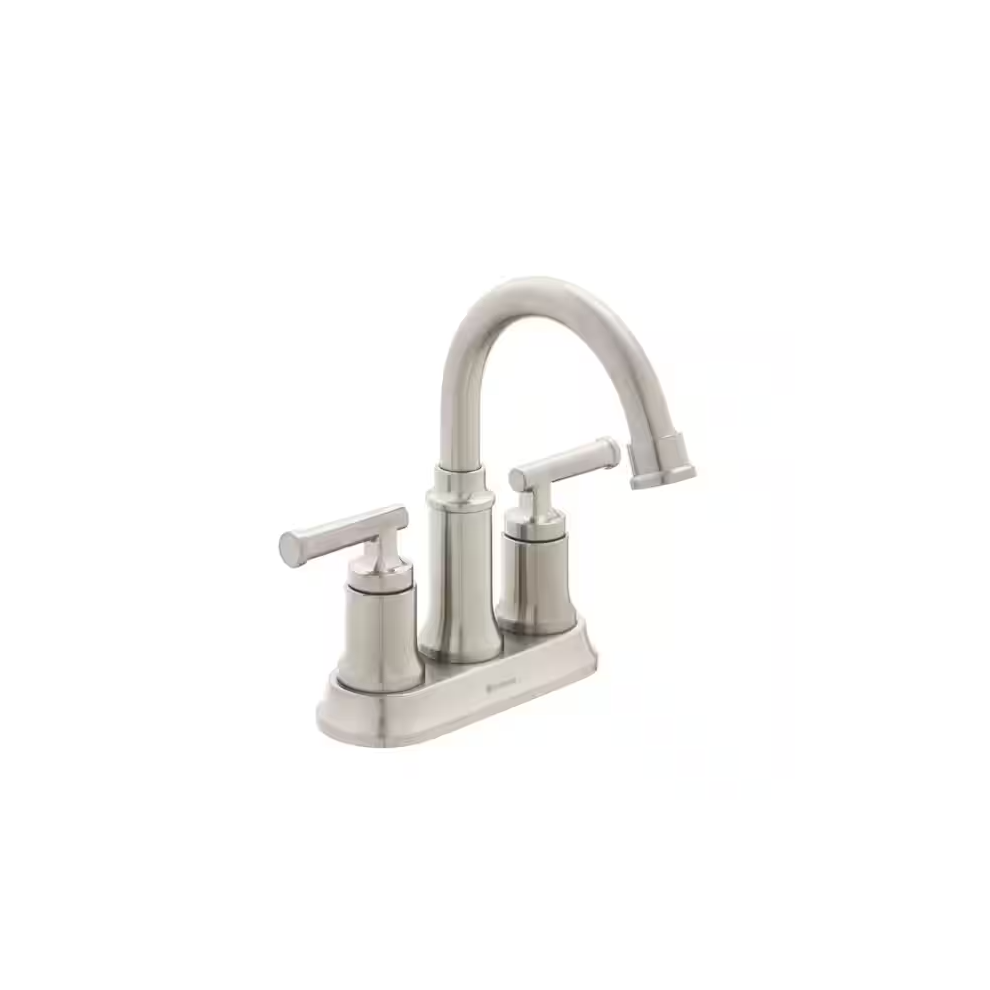 Glacier Bay Oswell 4 In. Centerset Double Handle High-Arc Bathroom Faucet In Brushed Nickel 888414832758