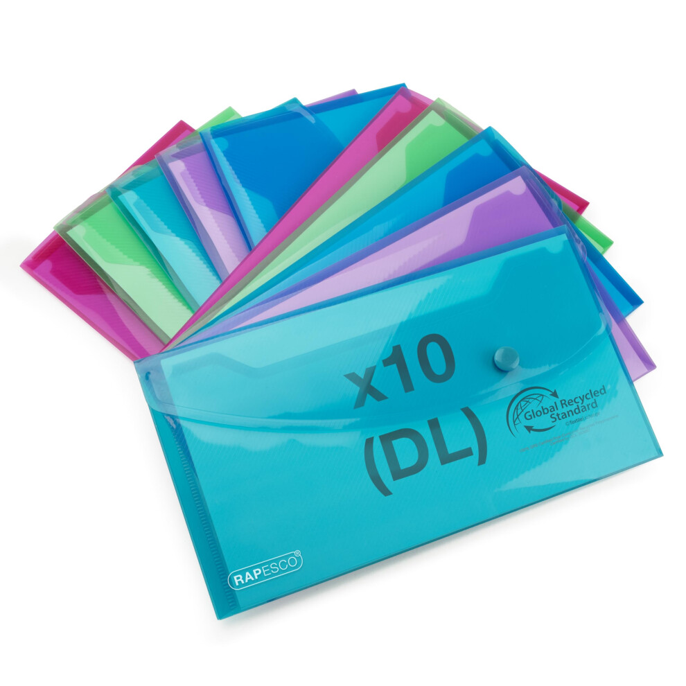 Photos - Other Furniture Rapesco 1844 ECO Recycled Popper Wallets, DL, Assorted Bright Transparent Colour 