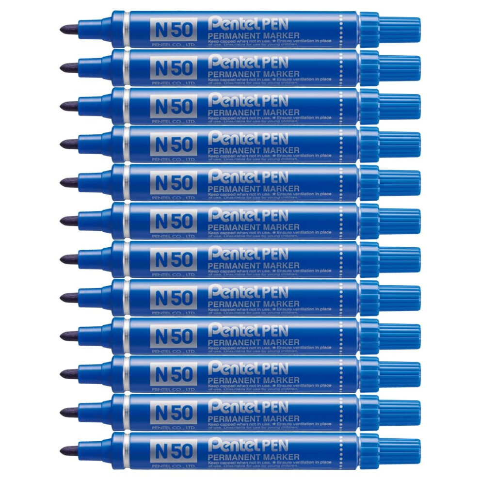 Pentel N50 Permanent Marker Bullet Tip With Aluminium Barrel Waterproof Ink - Blue