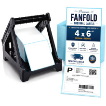 Thermal Label Holder with 250 4x6 Fanfold Thermal Labels, Shipping Labels Dispenser Stand for Thermal Label Printers Compatible with JADENS, MUNBYN,