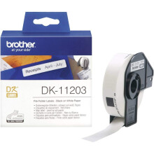 Brother DK-11203 Label Roll, File Folder Labels, Black on White, 300 Labels, 17 mm (W) x 87 mm (L), Brother Genuine Supplies