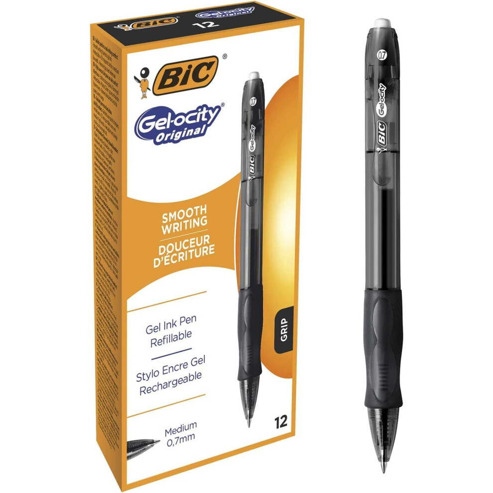Bic Gel-Ocity Original, Gel Ink Pens, With A Soft Grip, Seamless Smooth Writing,