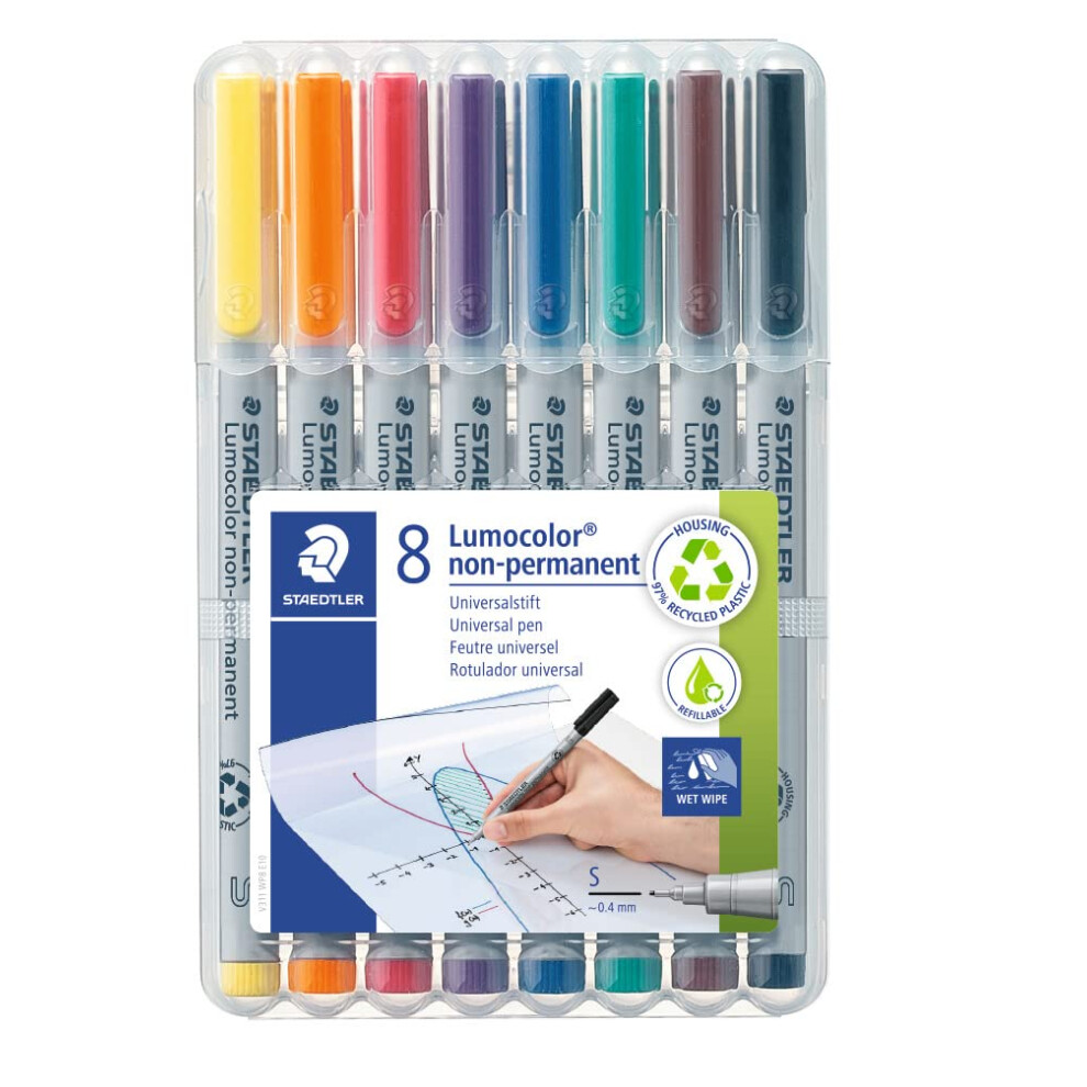 Photos - Felt Tip Pen STAEDTLER 311 WP8 Lumocolor Non-Permanent Pen, Superfine Line Width, 0.4mm - Assorted Colours  (Pack of 8)