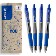 PILOT - G2-07 Gel Ink Rollerball Pen - Medium 0.7mm Tip - 4 x Blue