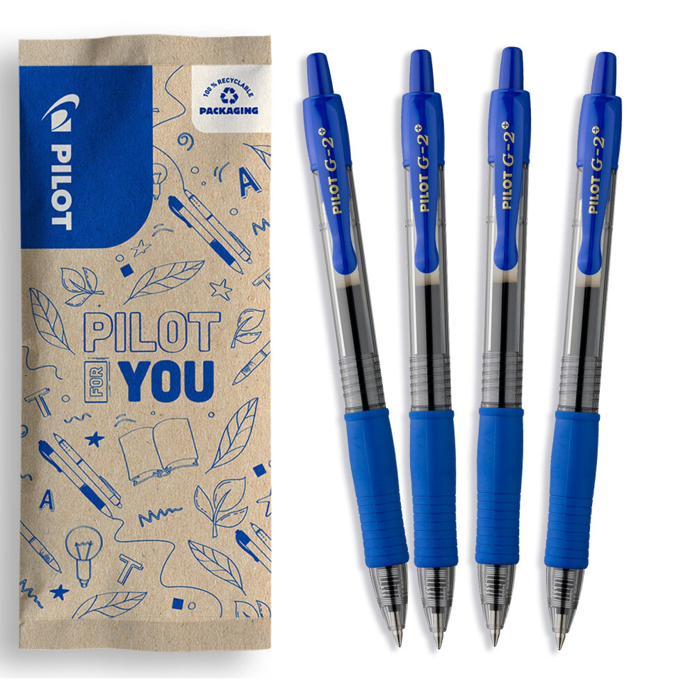 Pilot - G2-07 Gel Ink Rollerball Pen - Medium 0.7Mm Tip - 4 X Blue