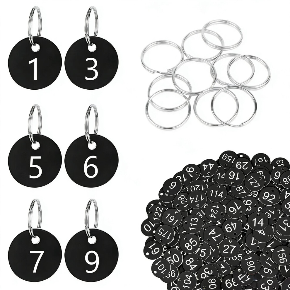 Flintronic 200Pcs Plastic Number With Key Rings, Engraved Numbered Tags, Plastic Id Tag Table Numbers, Discs Number-Tags For Office, Hotel, Mailbox, 5000226346369