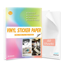 Waterproof Printable Matte Vinyl Stickers Paper for Inkjet Printer- 50 Matte Sticker Paper White Decal Cricut Sheets A4 - Holds Ink Beautifully & Dri