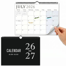 Wall Calendar 2026-2027 UK Academic Year Planner from July 2026 - Dec 2027, 18 Month to View Family Calendar for Home or Office,Shaded Weekends,UK Ba