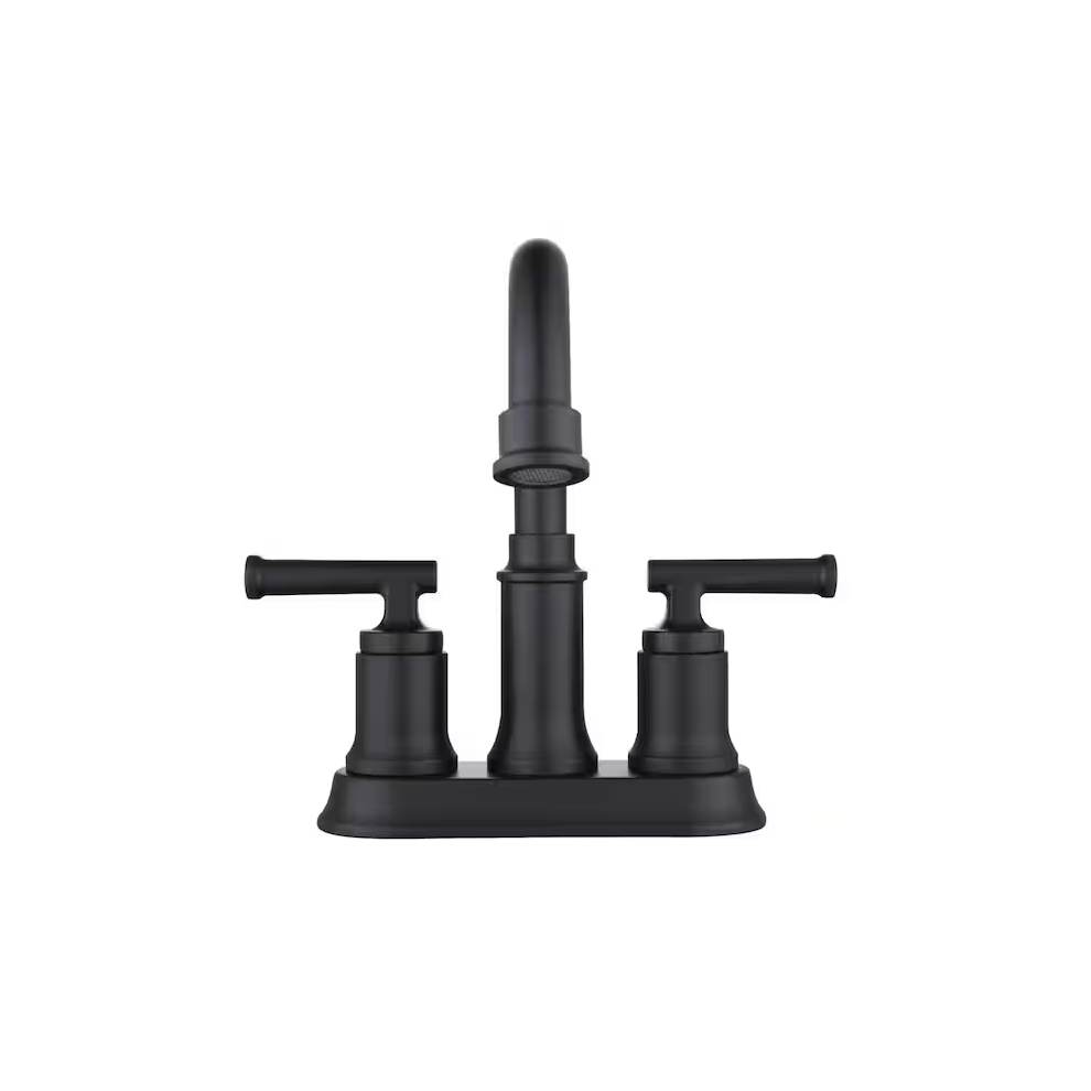 Glacier Bay Oswell 4 In. Centerset 2-Handle High-Arc Bathroom Faucet In Matte Black 867796705874