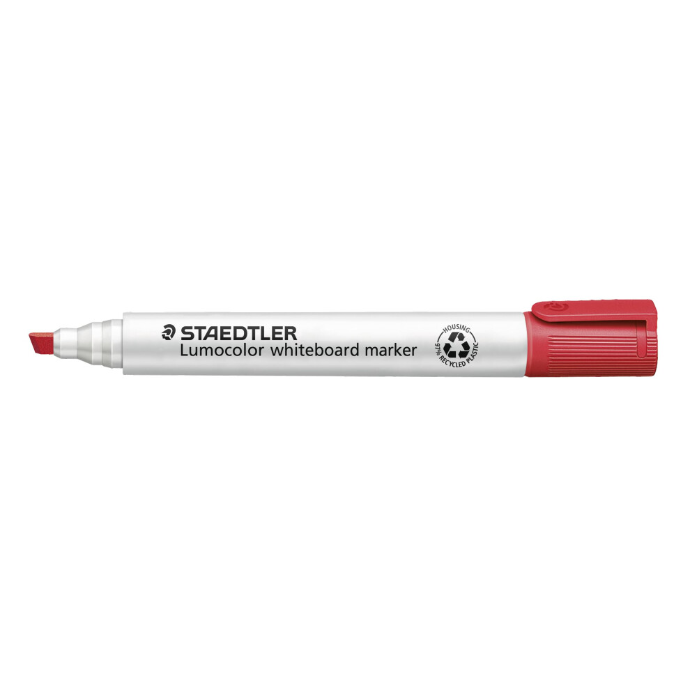 Staedtler 351 B-2 Lumocolor Whiteboard Marker Chisel Tip - (Box Of 10) Red